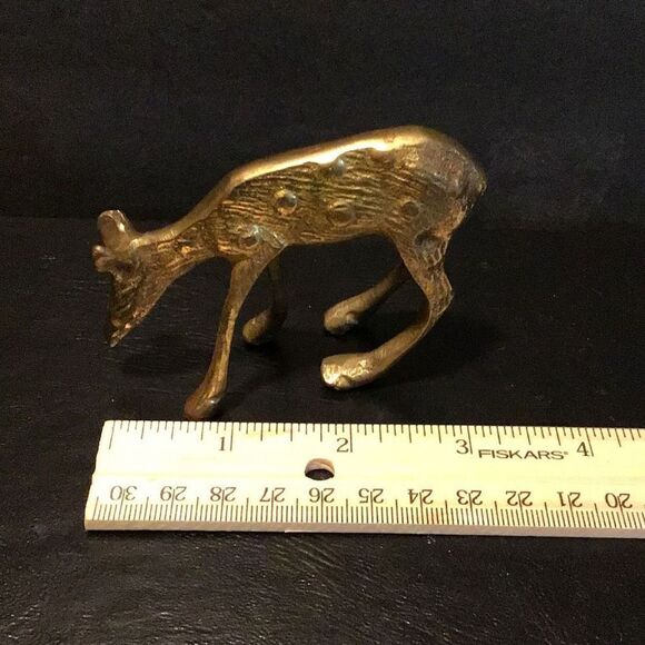 Brass sculpture of spotted yearling deer - Picture 1 of 4